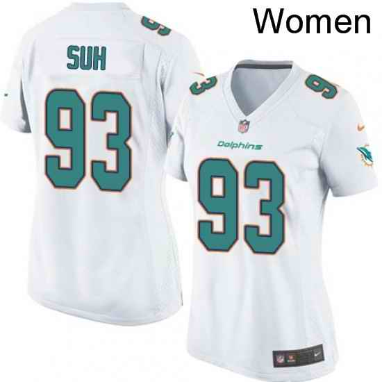 Womens Nike Miami Dolphins 93 Ndamukong Suh Game White NFL Jersey